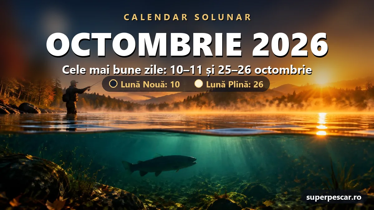 Calendar solunar octombrie 2026: cele mai bune zile de pescuit sunt 10–11 și 25–26 octombrie